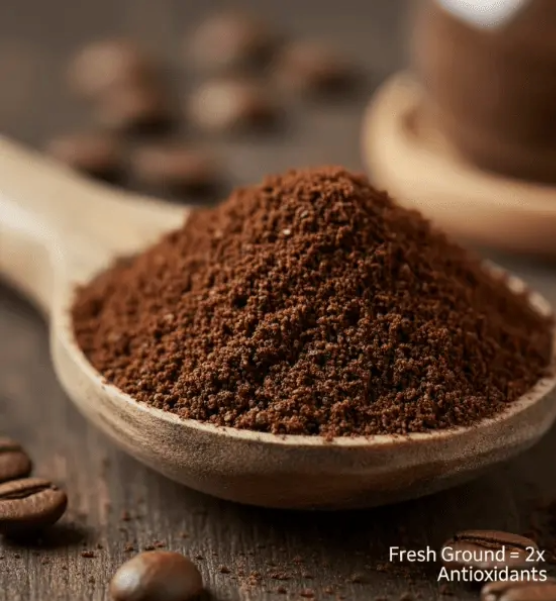 Fresh ground coffee – 2x more antioxidants than instant for skin glow