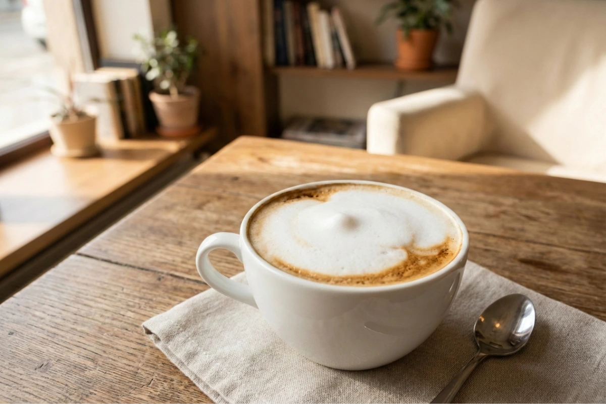 Perfect cappuccino with foam art showing caffeine content (how much caffeine a cup of cappuccino)