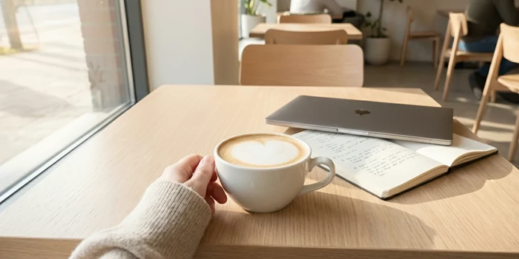 person enjoying morning cappuccino with caffeine boost