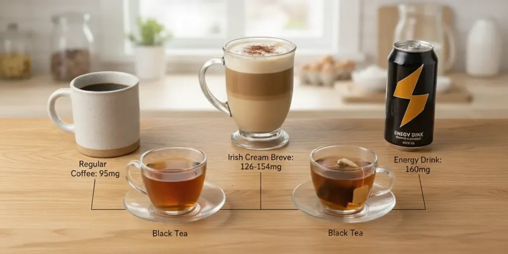  Does irish cream breve have caffeine amount compared to other drinks