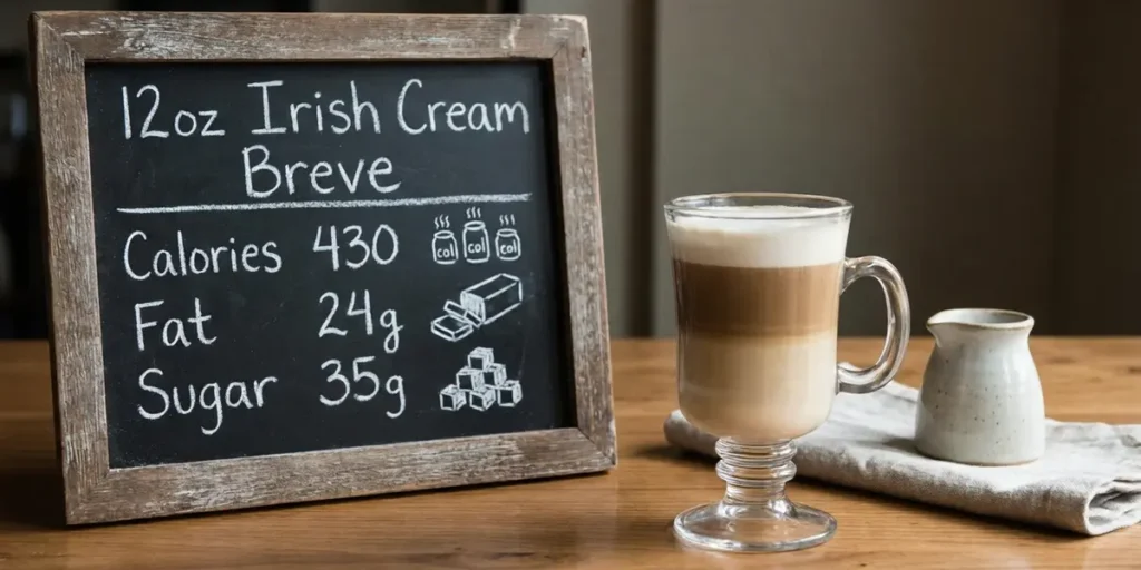 Irish cream breve nutrition facts showing calories and macronutrients