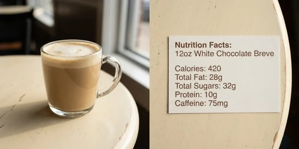 White chocolate breve nutrition facts with calorie and nutrient breakdown